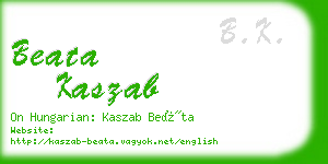 beata kaszab business card